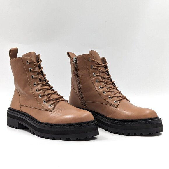 Black Suede Studio Women Drea Fendi Leather Combat Boots size 8.5US EUR 39 - Picture 1 of 12